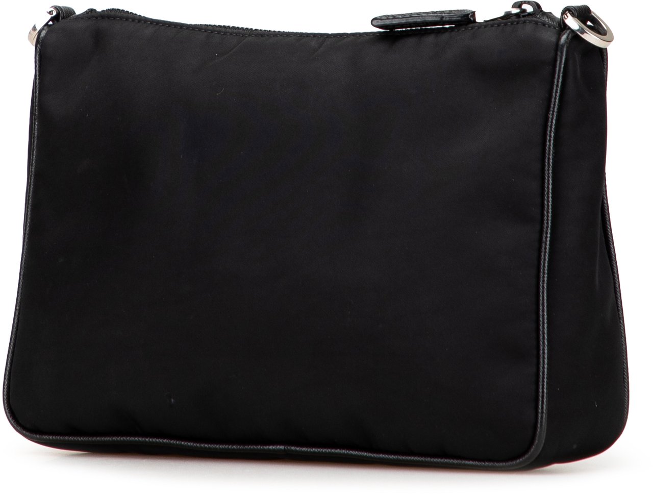 Prada Saffiano Trimmed Re Nylon Zip Top Crossbody Zwart