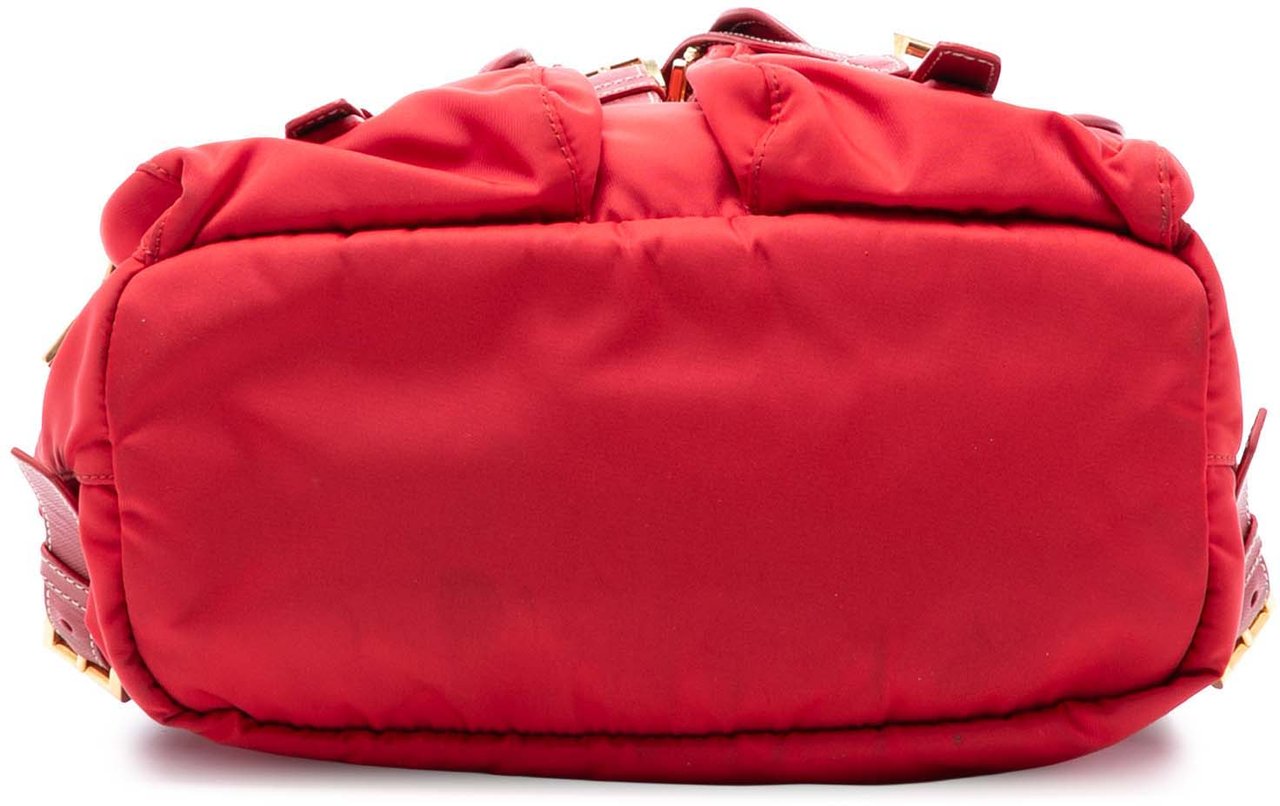 Prada Saffiano Trimmed Tessuto Backpack Rood