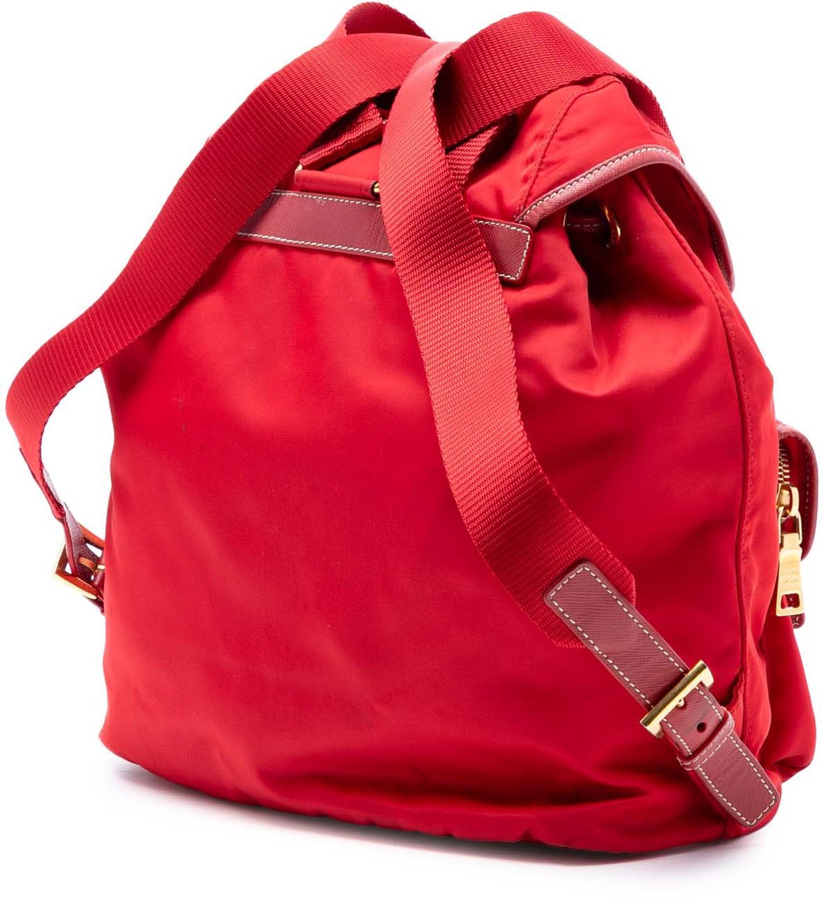 Prada Saffiano Trimmed Tessuto Backpack Rood