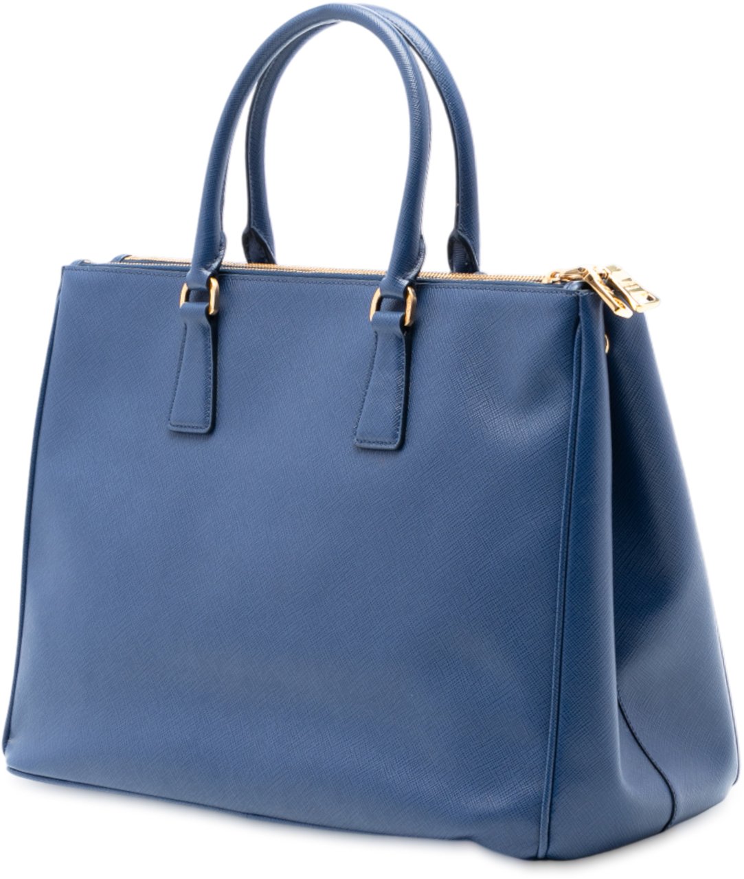 Prada Large Saffiano Lux Galleria Double Zip Tote Blauw