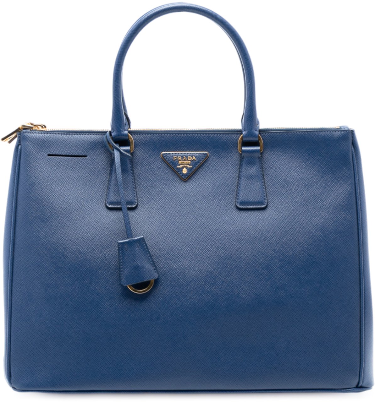 Prada Large Saffiano Lux Galleria Double Zip Tote Blauw