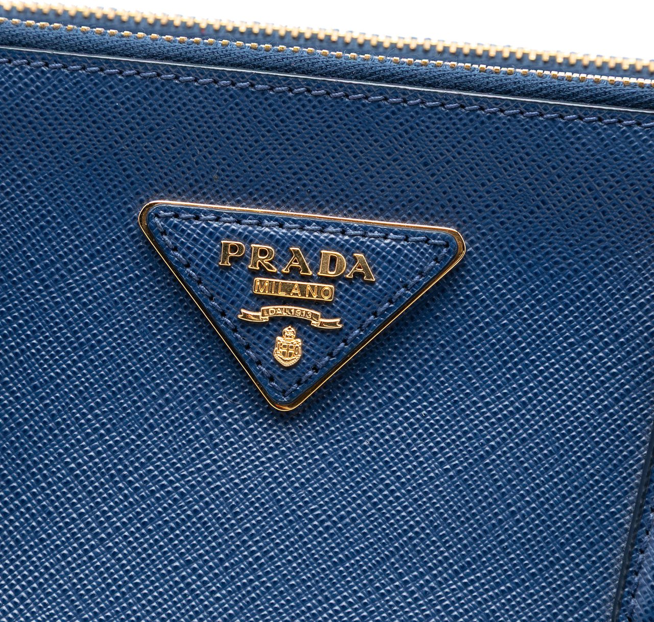 Prada Large Saffiano Lux Galleria Double Zip Tote Blauw