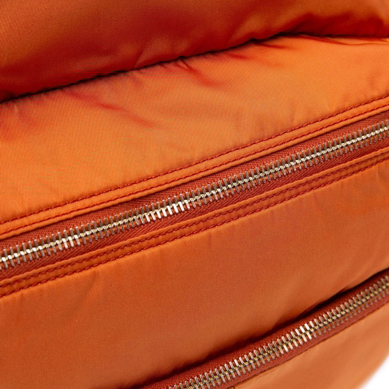 Prada Tessuto Zip Double Buckle Messenger Bag Oranje