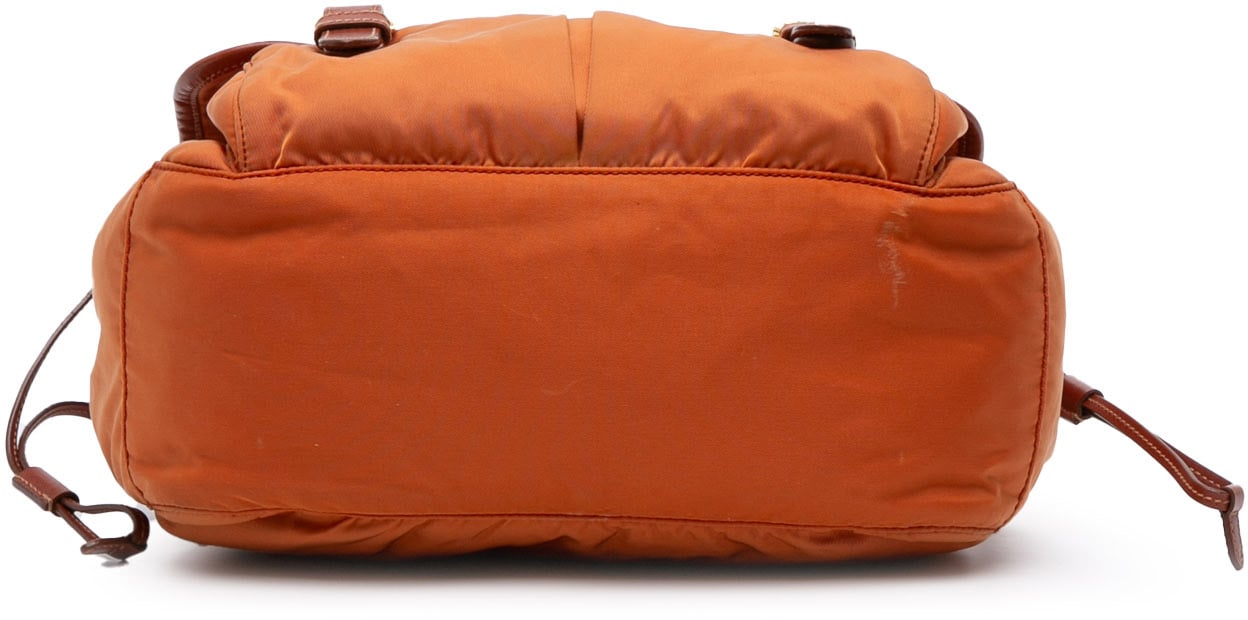 Prada Tessuto Zip Double Buckle Messenger Bag Oranje