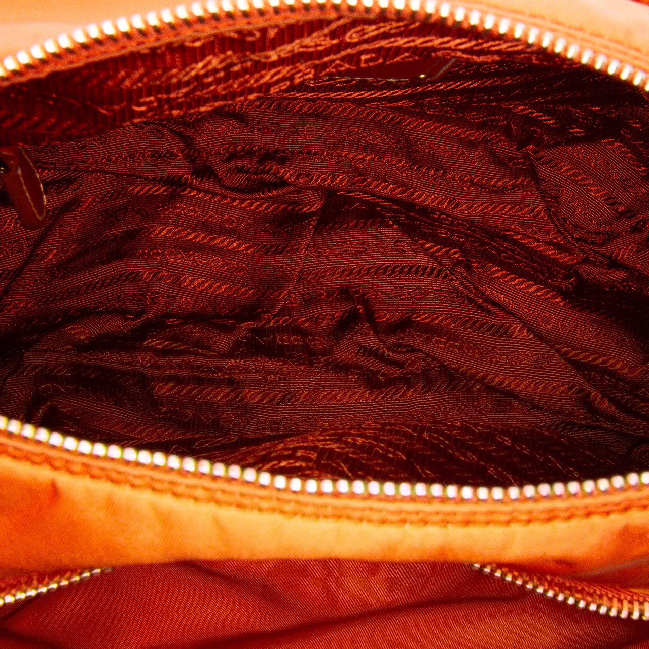 Prada Tessuto Zip Double Buckle Messenger Bag Oranje