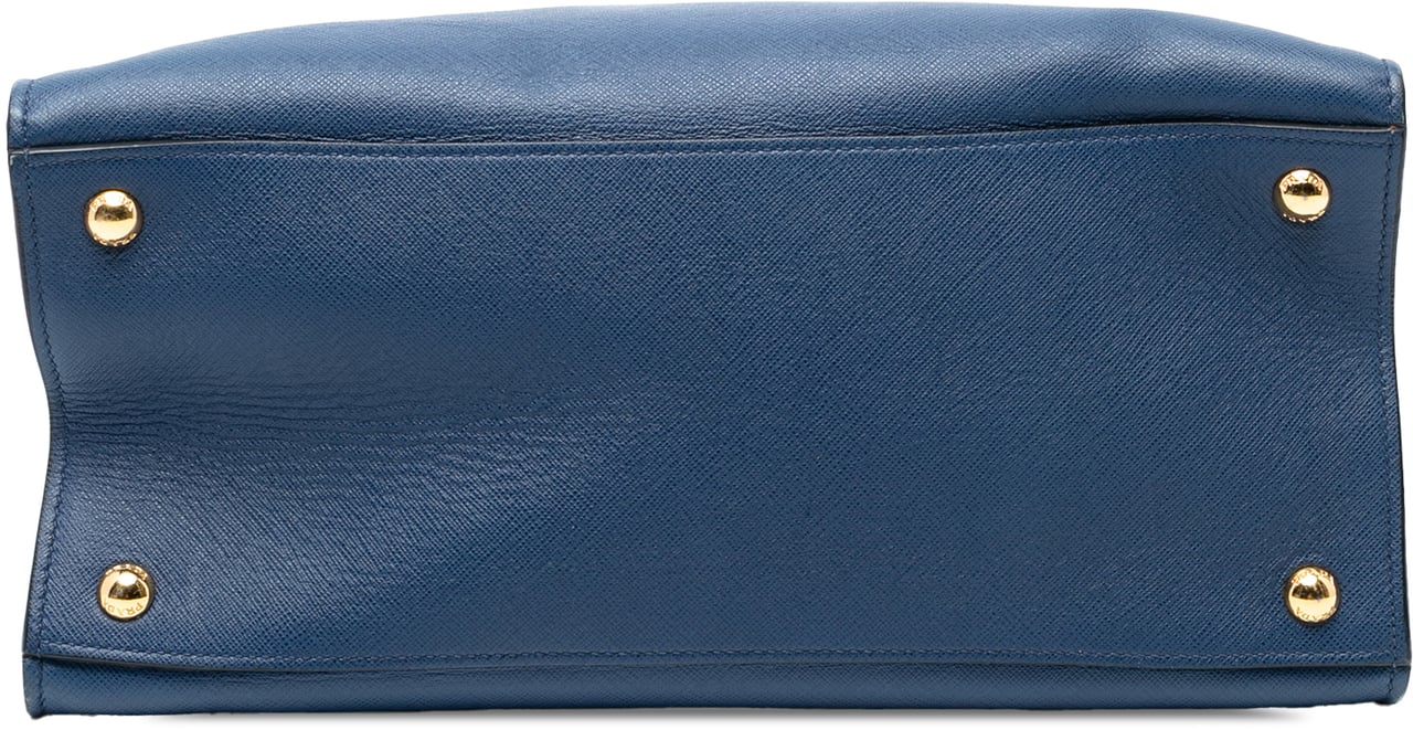 Prada Saffiano Soft Triple Pocket Tote Blauw