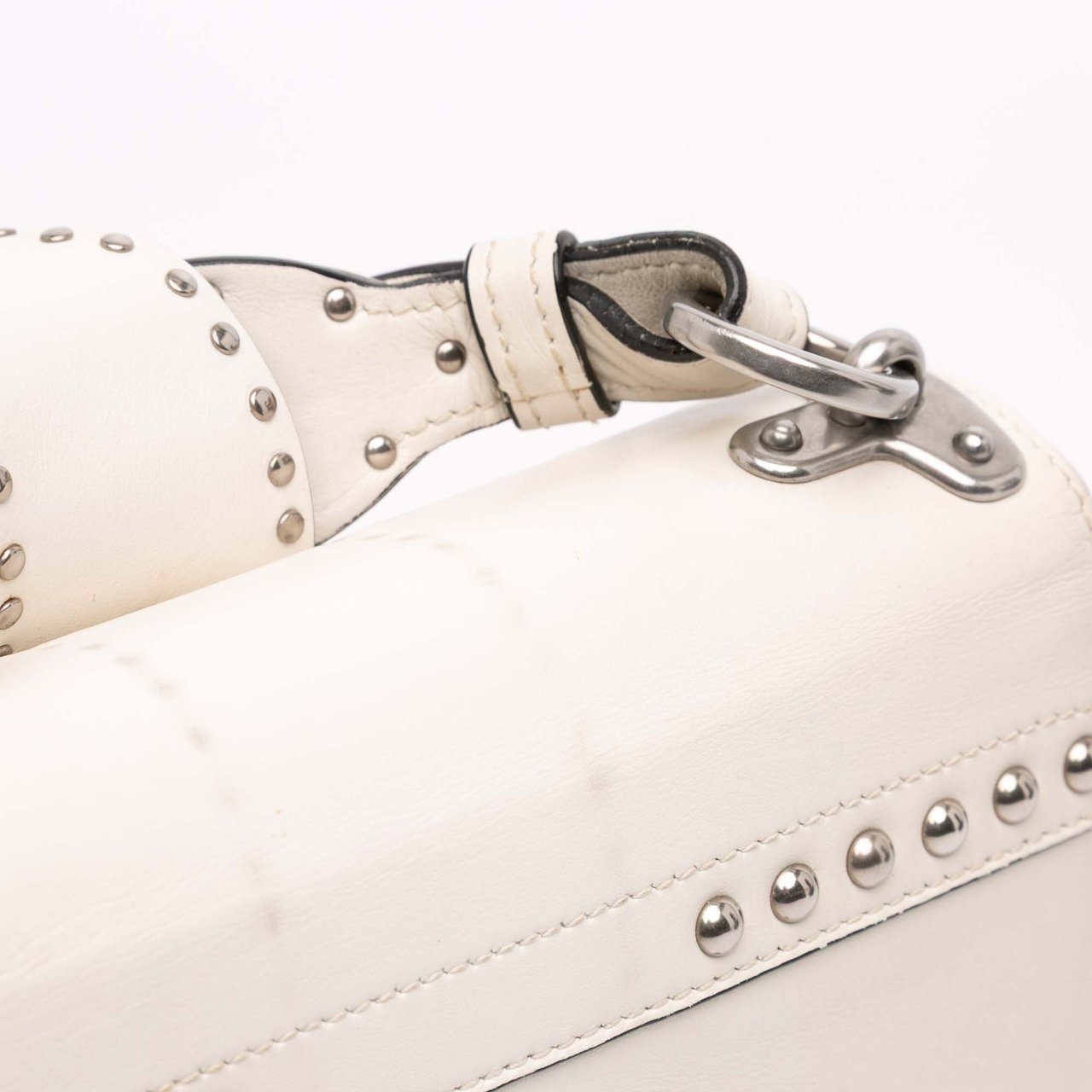 Prada City Calf Studded Folk Cahier Crossbody Wit