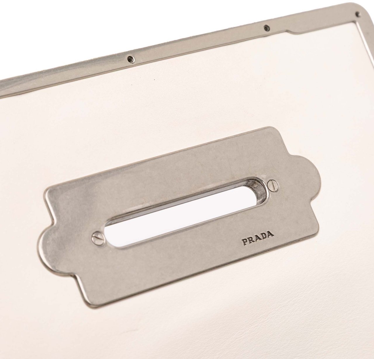 Prada City Calf Studded Folk Cahier Crossbody Wit