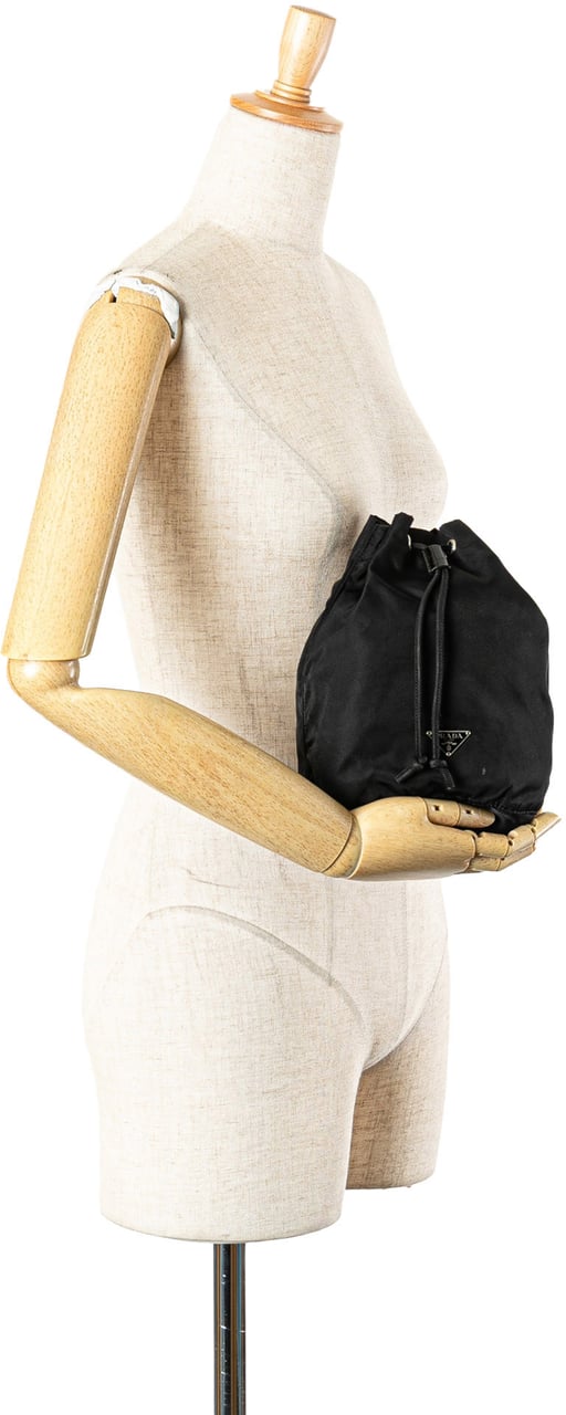Prada Tessuto Drawstring Pouch Zwart
