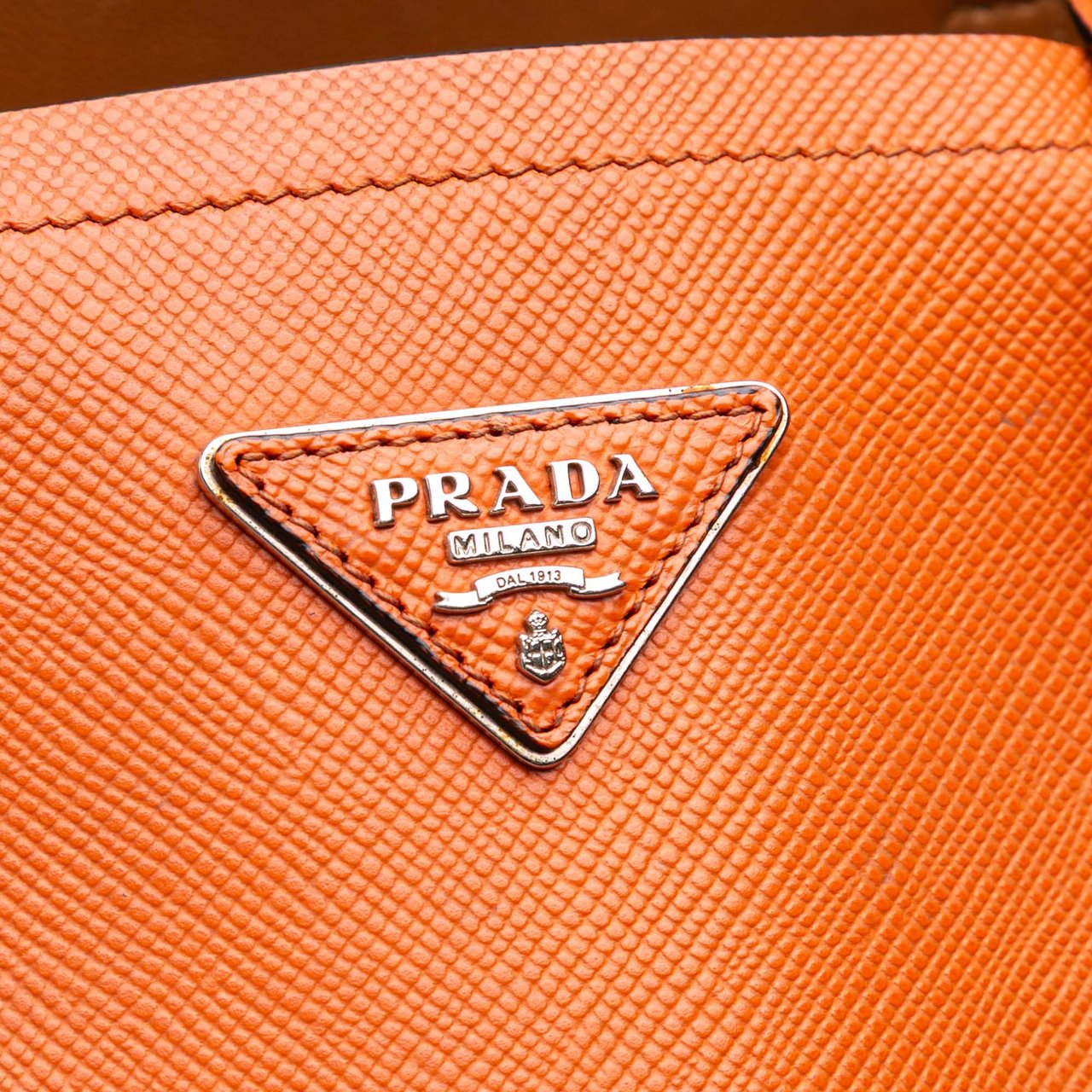 Prada Medium Saffiano Cuir Double Satchel Oranje