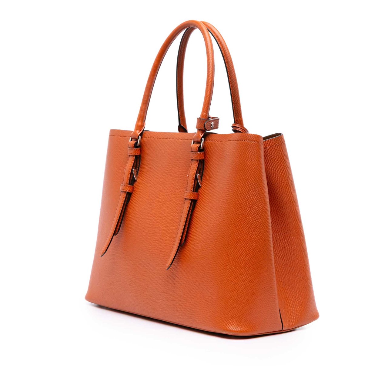 Prada Medium Saffiano Cuir Double Satchel Oranje