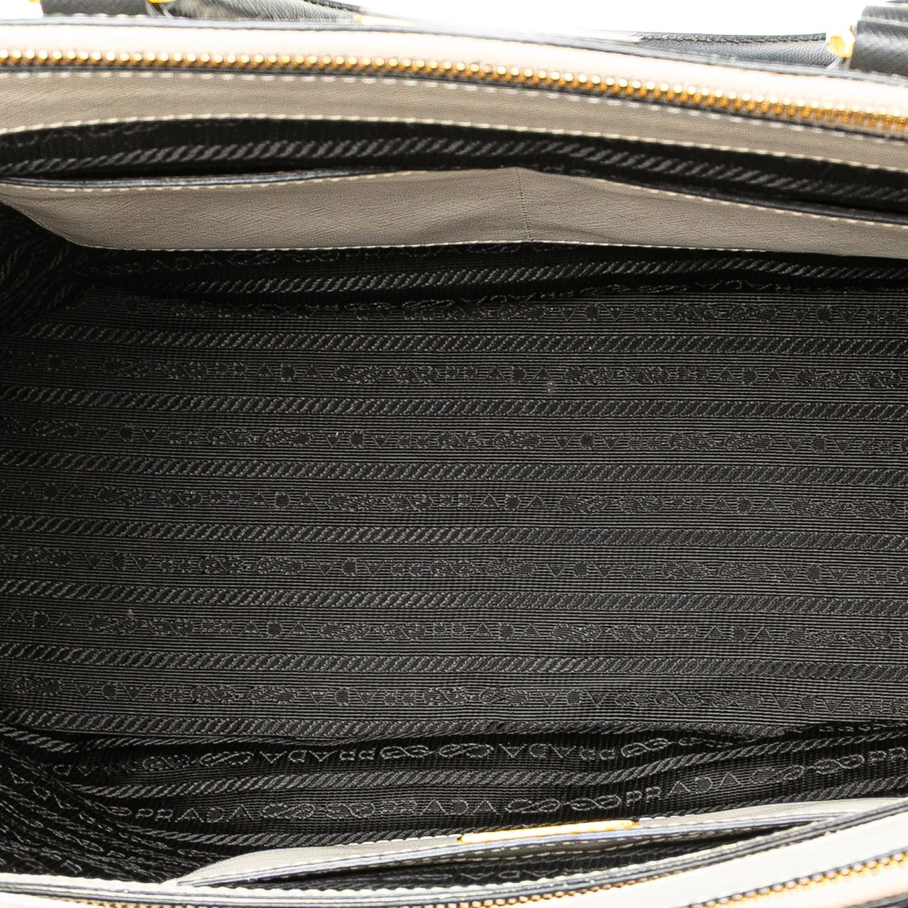 Prada Medium Bicolor Saffiano Lux Galleria Double Zip Satchel Wit