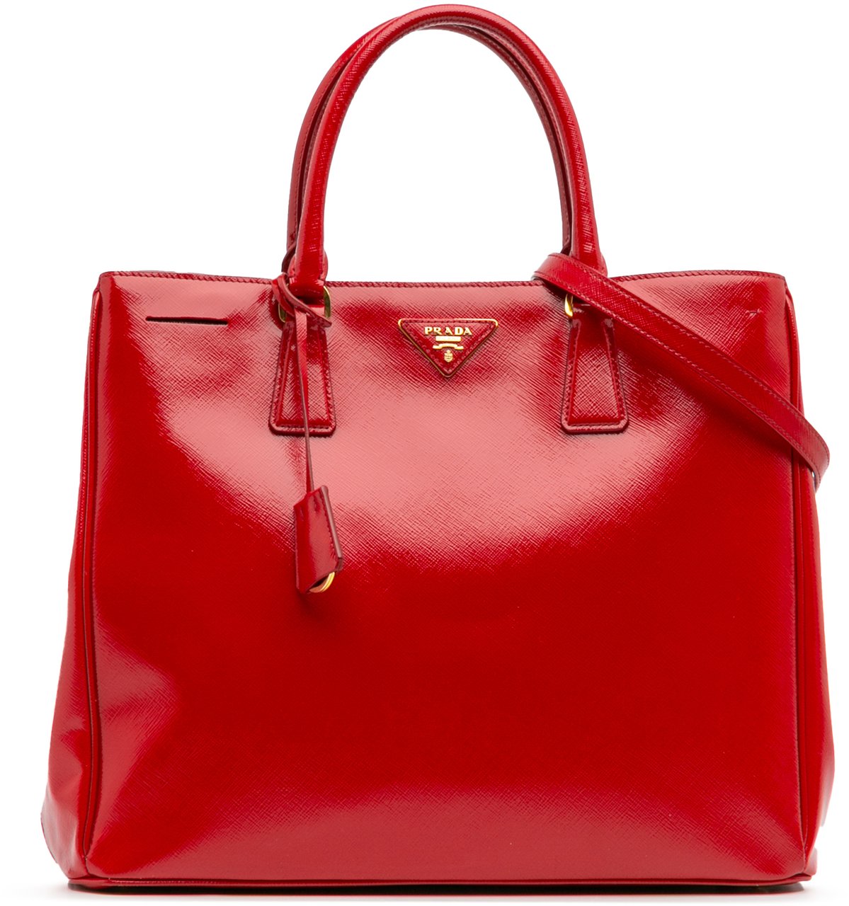 Prada Large Saffiano Vernice Galleria Satchel Rood