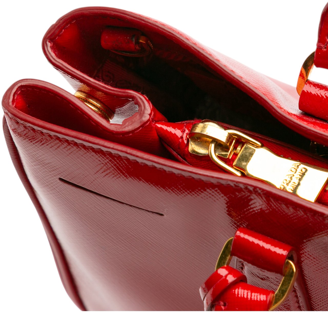 Prada Large Saffiano Vernice Galleria Satchel Rood