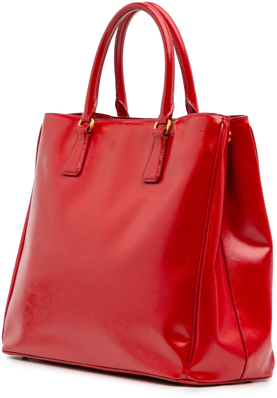 Prada Large Saffiano Vernice Galleria Satchel Rood