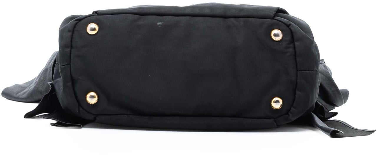 Prada Tessuto Logo Bow Satchel Zwart