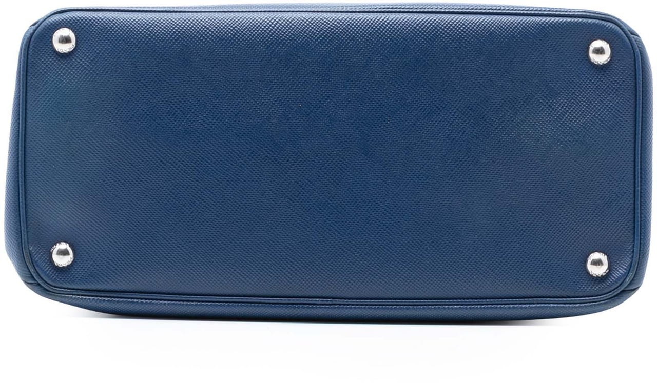 Prada Saffiano Cuir Turnlock Twin Satchel Blauw