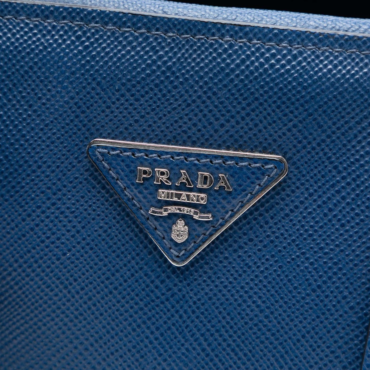 Prada Saffiano Cuir Turnlock Twin Satchel Blauw