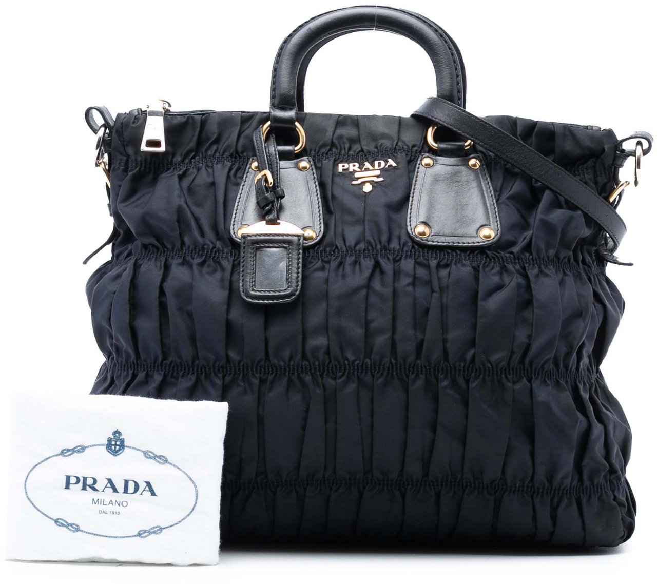 Prada Tessuto Gaufre Satchel Zwart