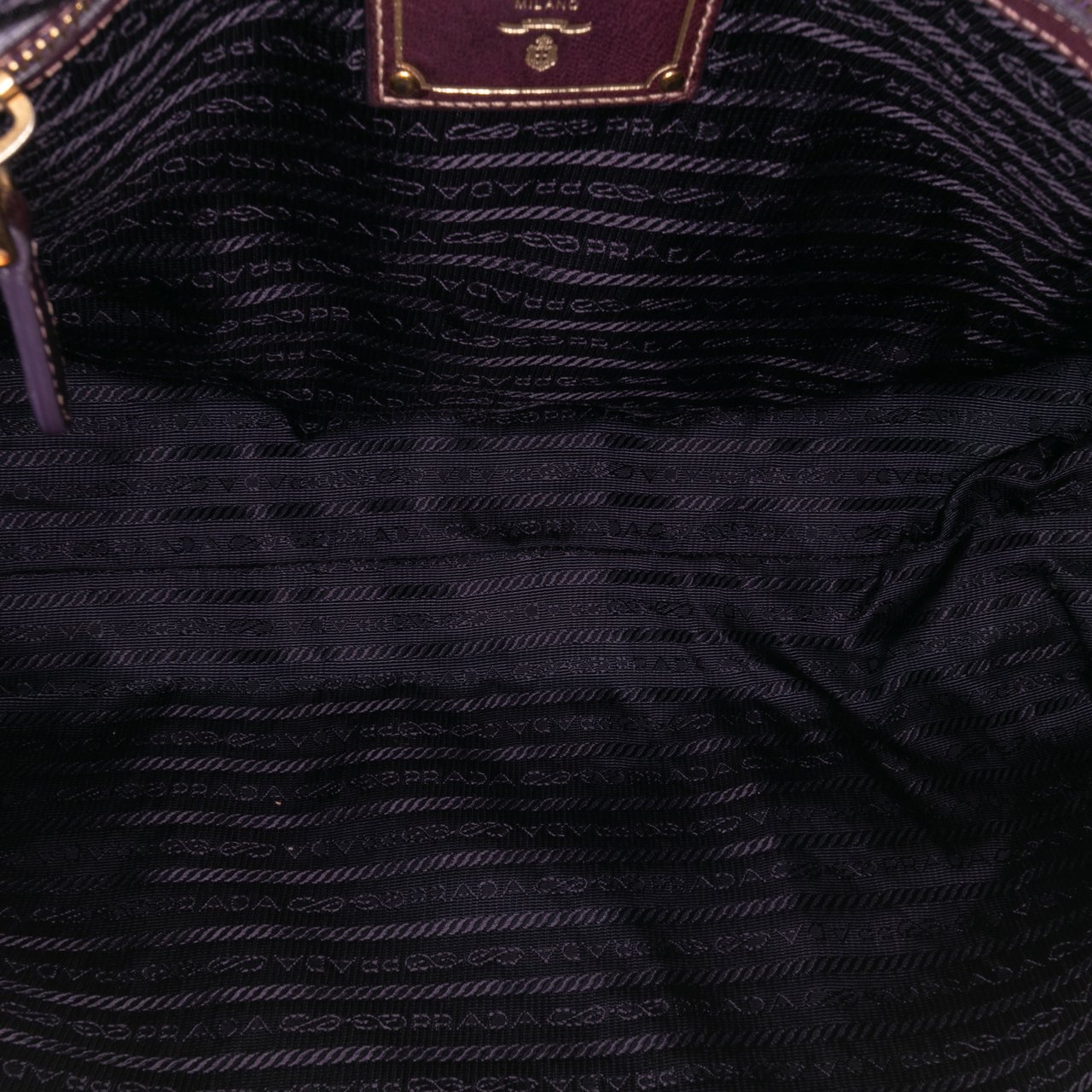 Prada Tessuto Logo Drawstring Tote Paars