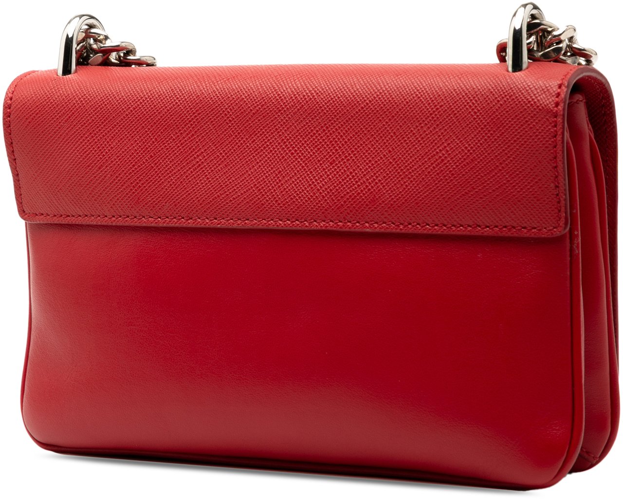 Prada Saffiano and City Calf Chain Crossbody Rood