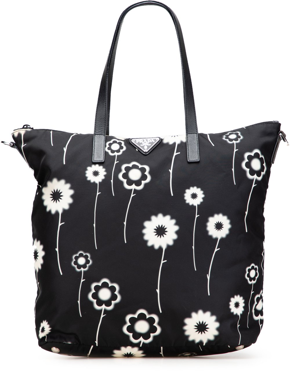 Prada Tessuto Stampato Floral Satchel Zwart