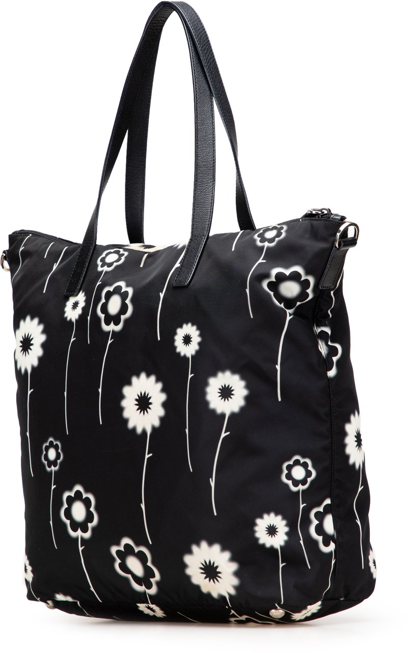 Prada Tessuto Stampato Floral Satchel Zwart