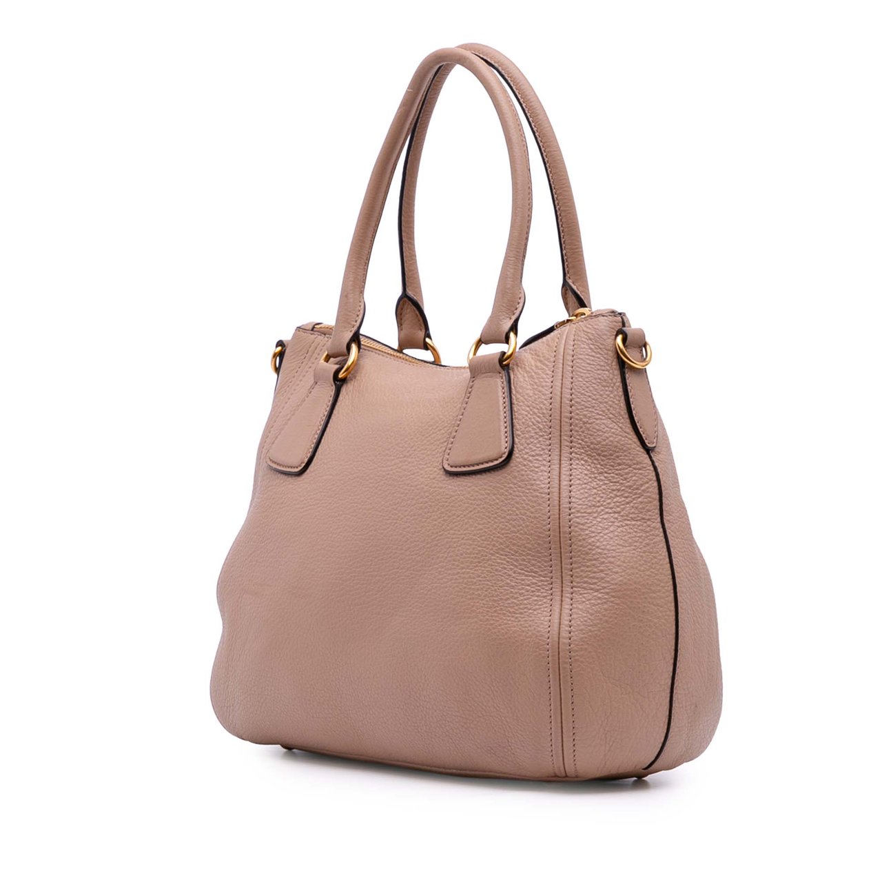 Prada Vitello Daino Sacca 2 Manici Convertible Tote Bruin