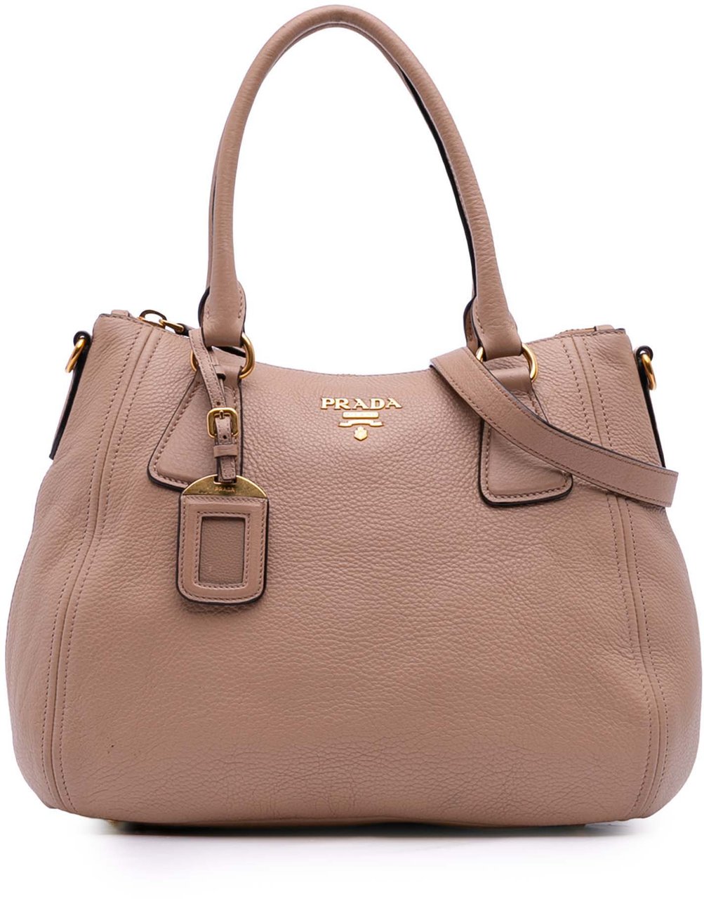 Prada Vitello Daino Sacca 2 Manici Convertible Tote Bruin