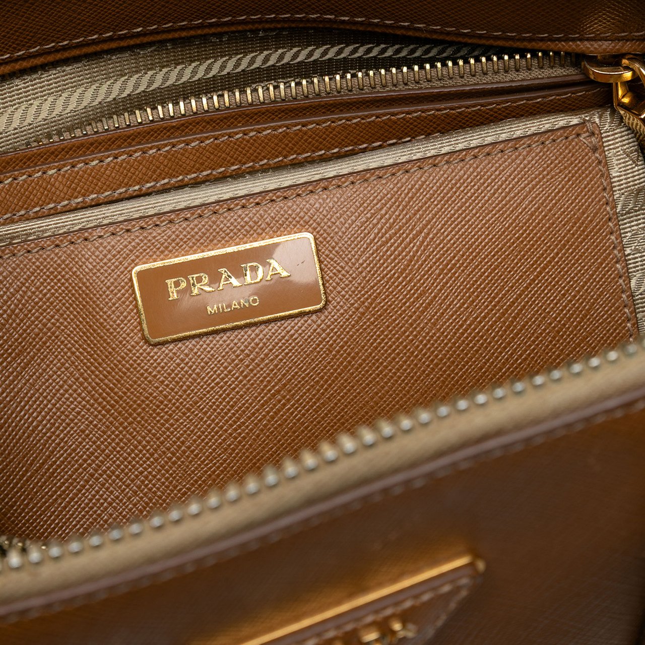Prada Large Saffiano Lux Promenade Satchel Bruin