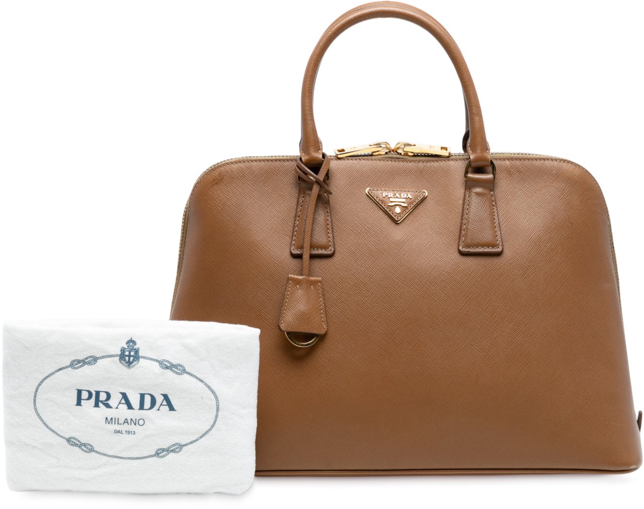 Prada Large Saffiano Lux Promenade Satchel Bruin