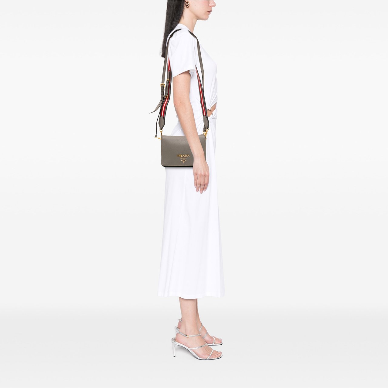 Prada Vitello Daino Flap Crossbody Bruin