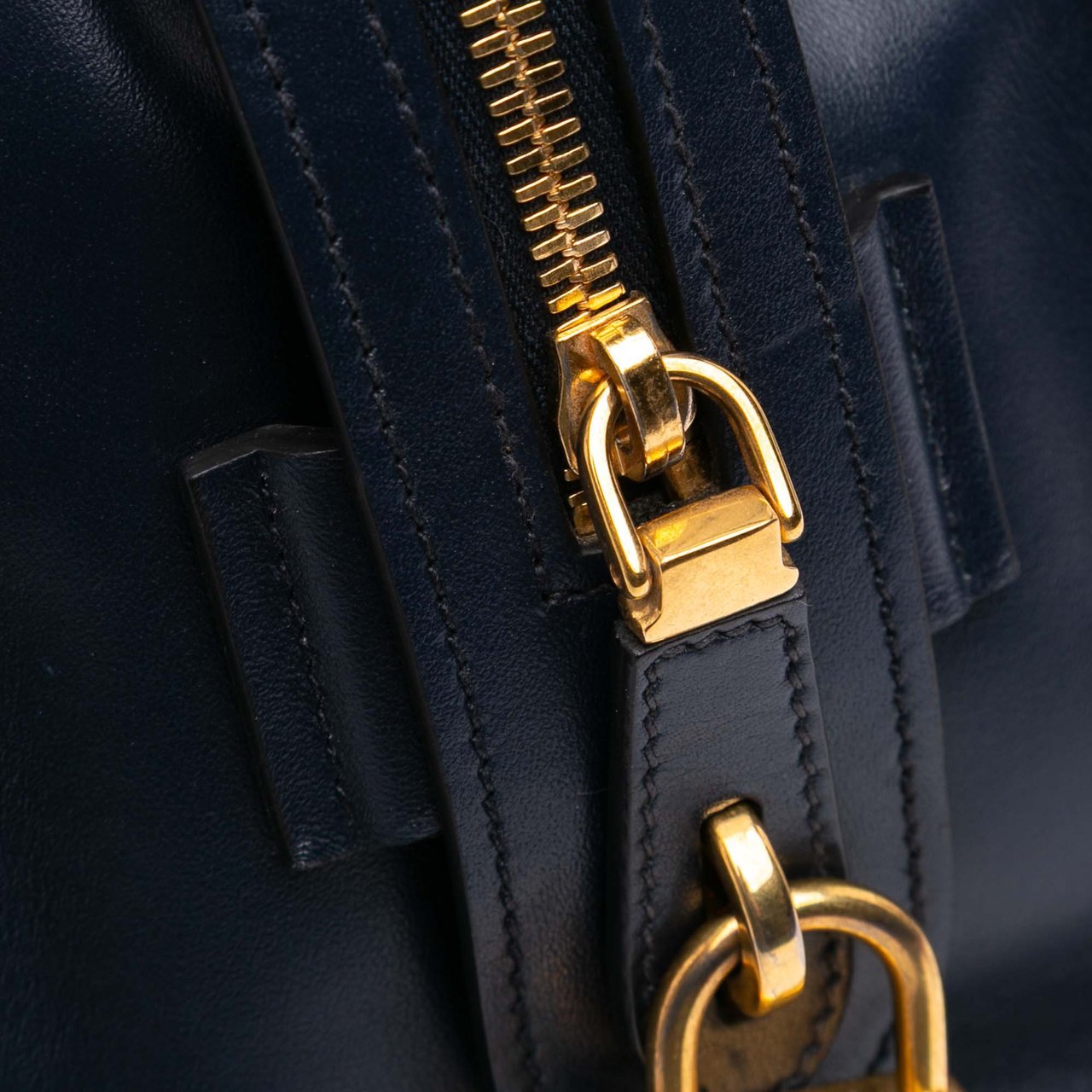 Prada Medium Saffiano Trimmed City Calf Greca Esplanade Satchel Blauw