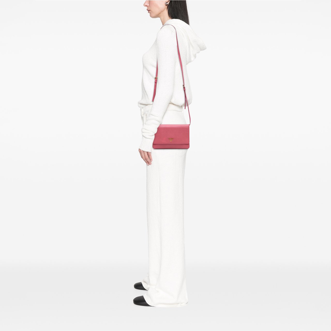 Prada Saffiano Wallet on Strap Roze