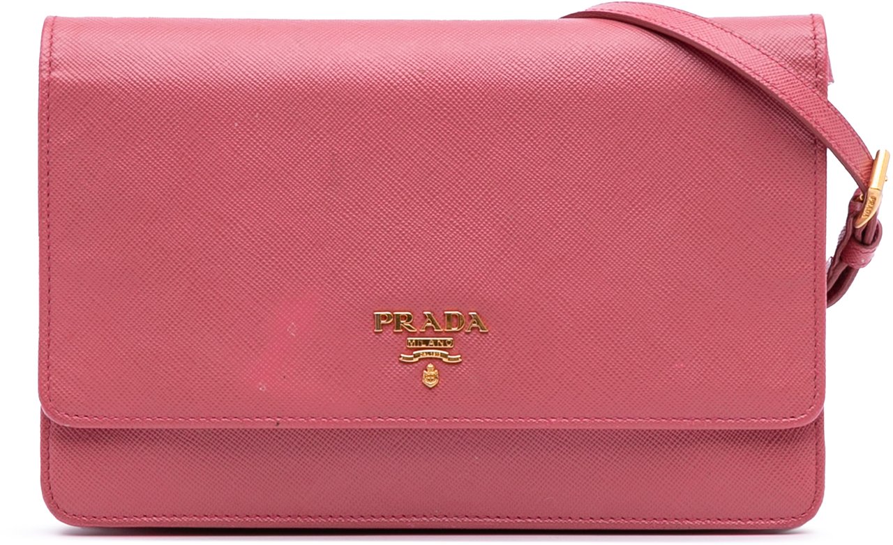 Prada Saffiano Wallet on Strap Roze