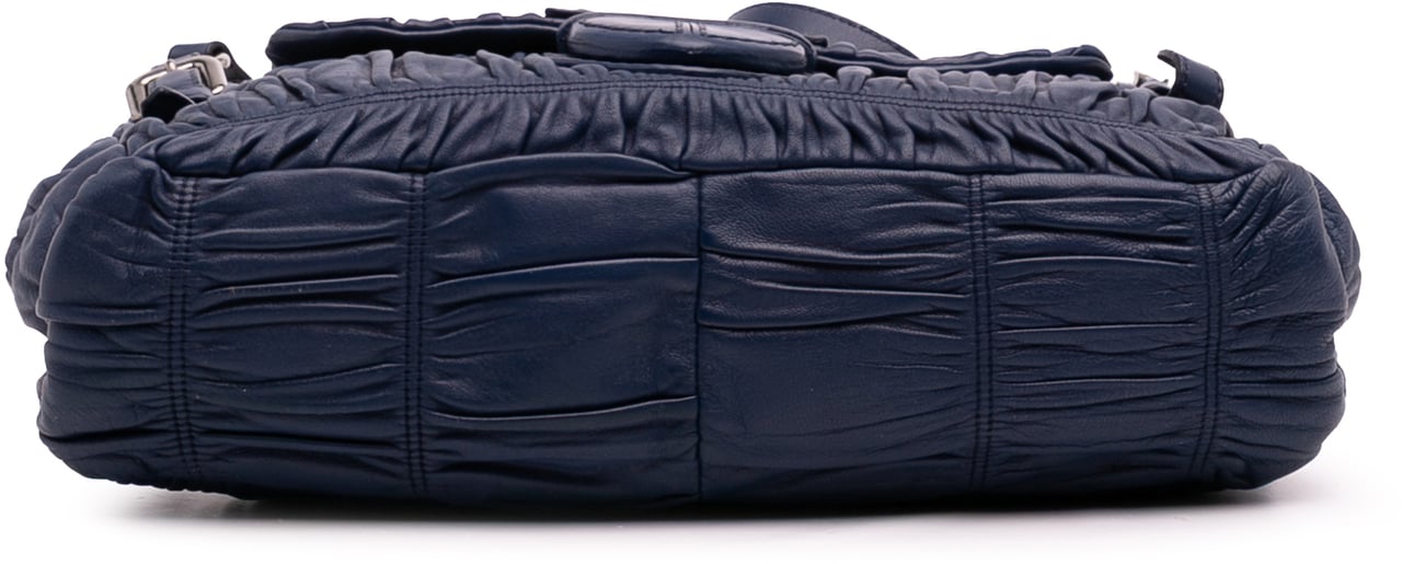Prada Nappa Gaufre Shoulder Bag Blauw