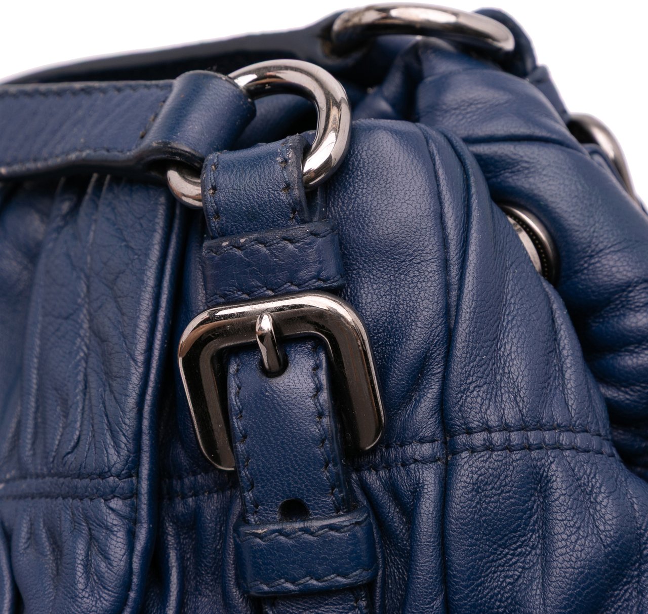 Prada Nappa Gaufre Shoulder Bag Blauw