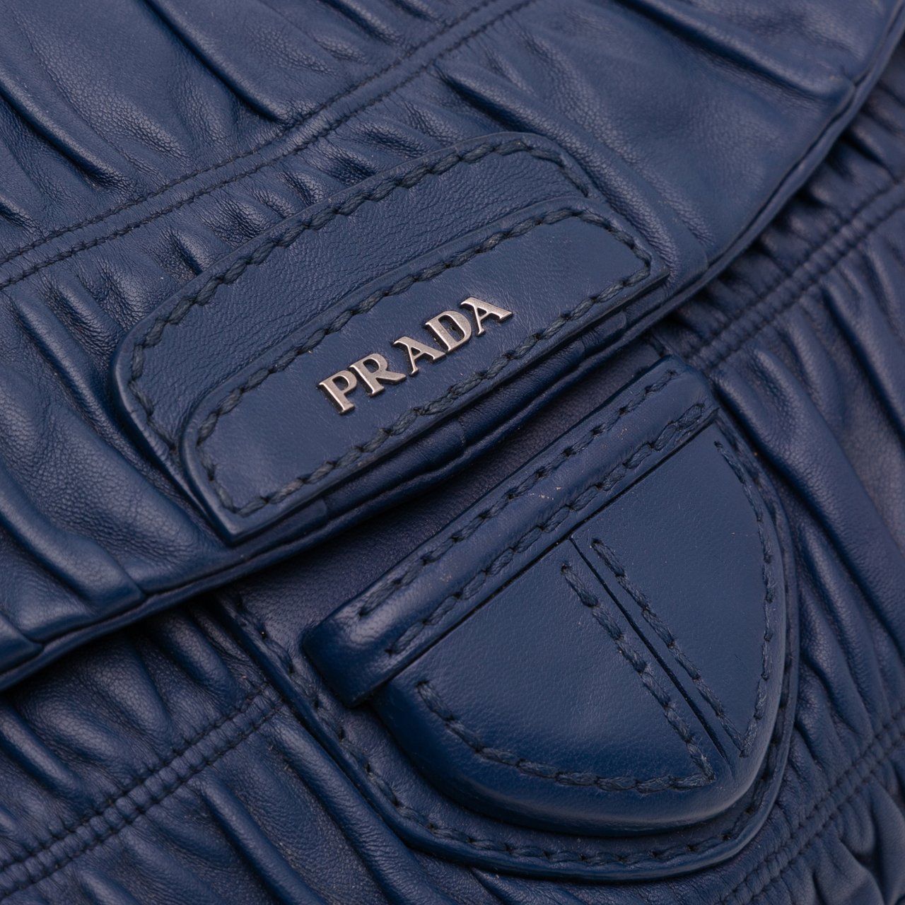 Prada Nappa Gaufre Shoulder Bag Blauw