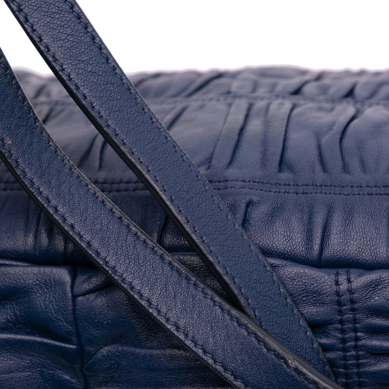 Prada Nappa Gaufre Shoulder Bag Blauw