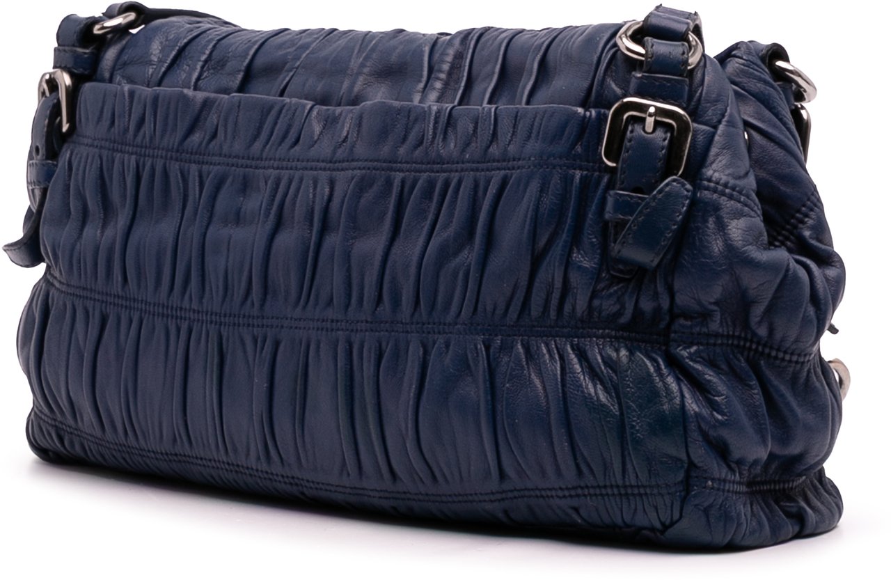 Prada Nappa Gaufre Shoulder Bag Blauw