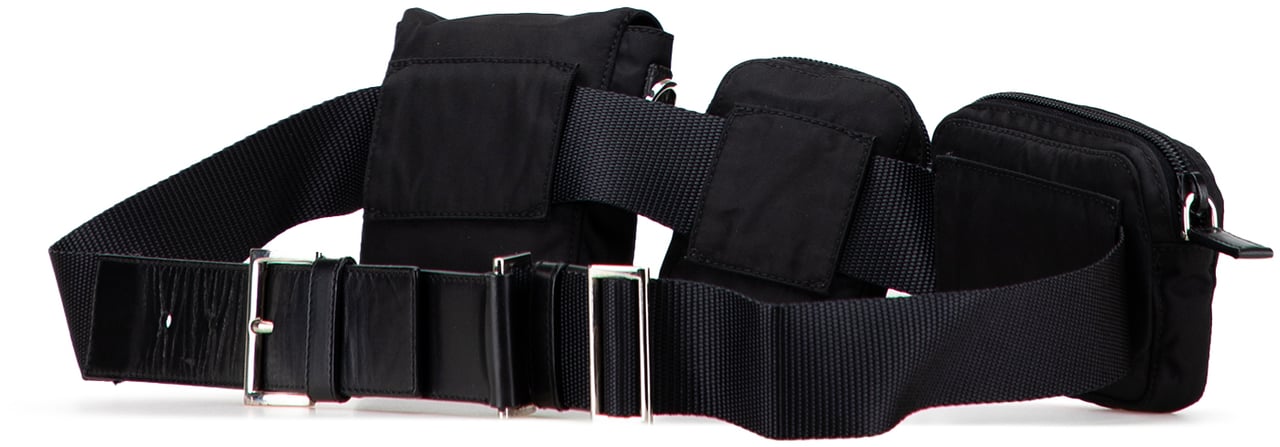 Prada Tessuto Triple Pouch Belt Bag Zwart