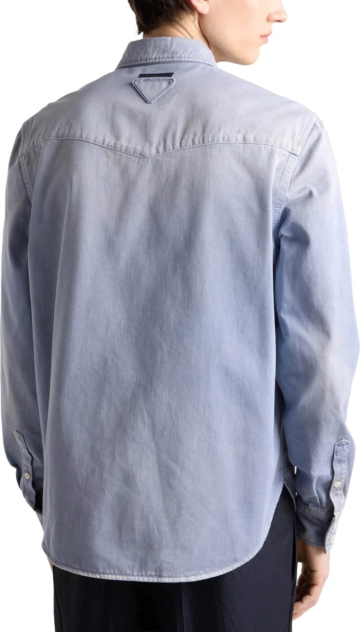 Prada Light Blue Long-Sleeve Fabric Shirt Grijs