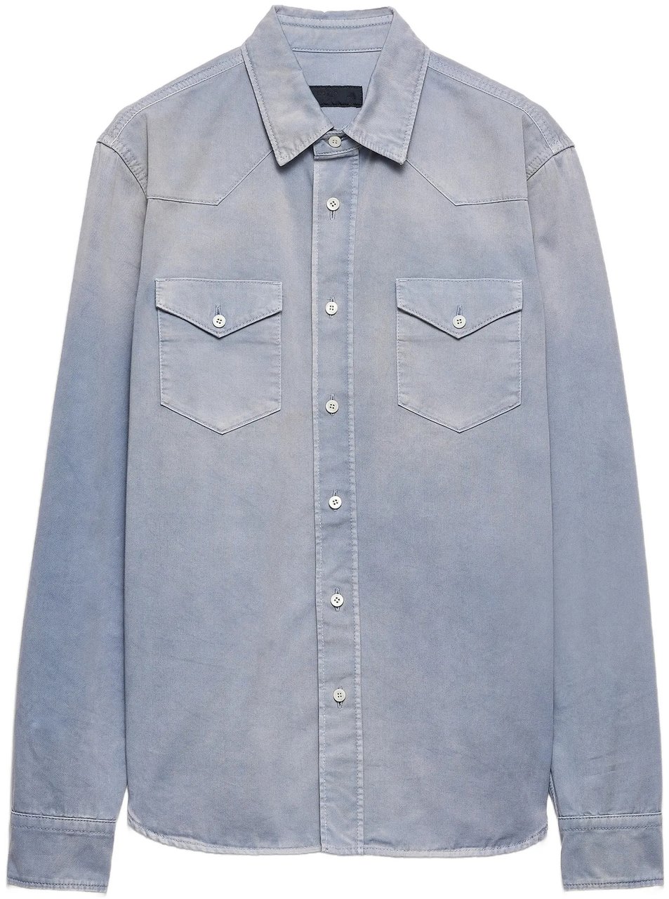 Prada Light Blue Long-Sleeve Fabric Shirt Grijs