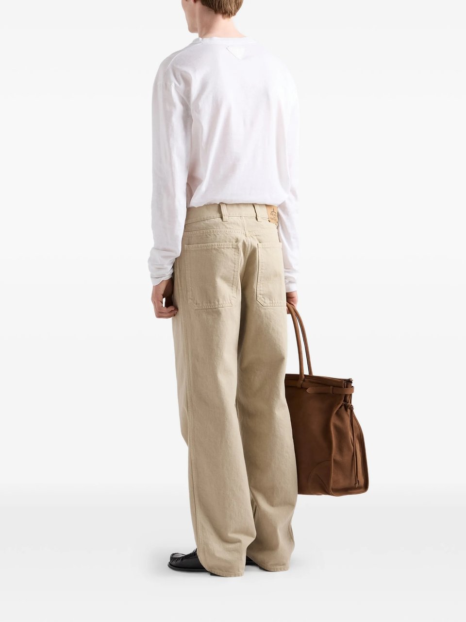 Prada Wide-Leg Casual Pants With Classic Five-Pocket Styling Neutraal
