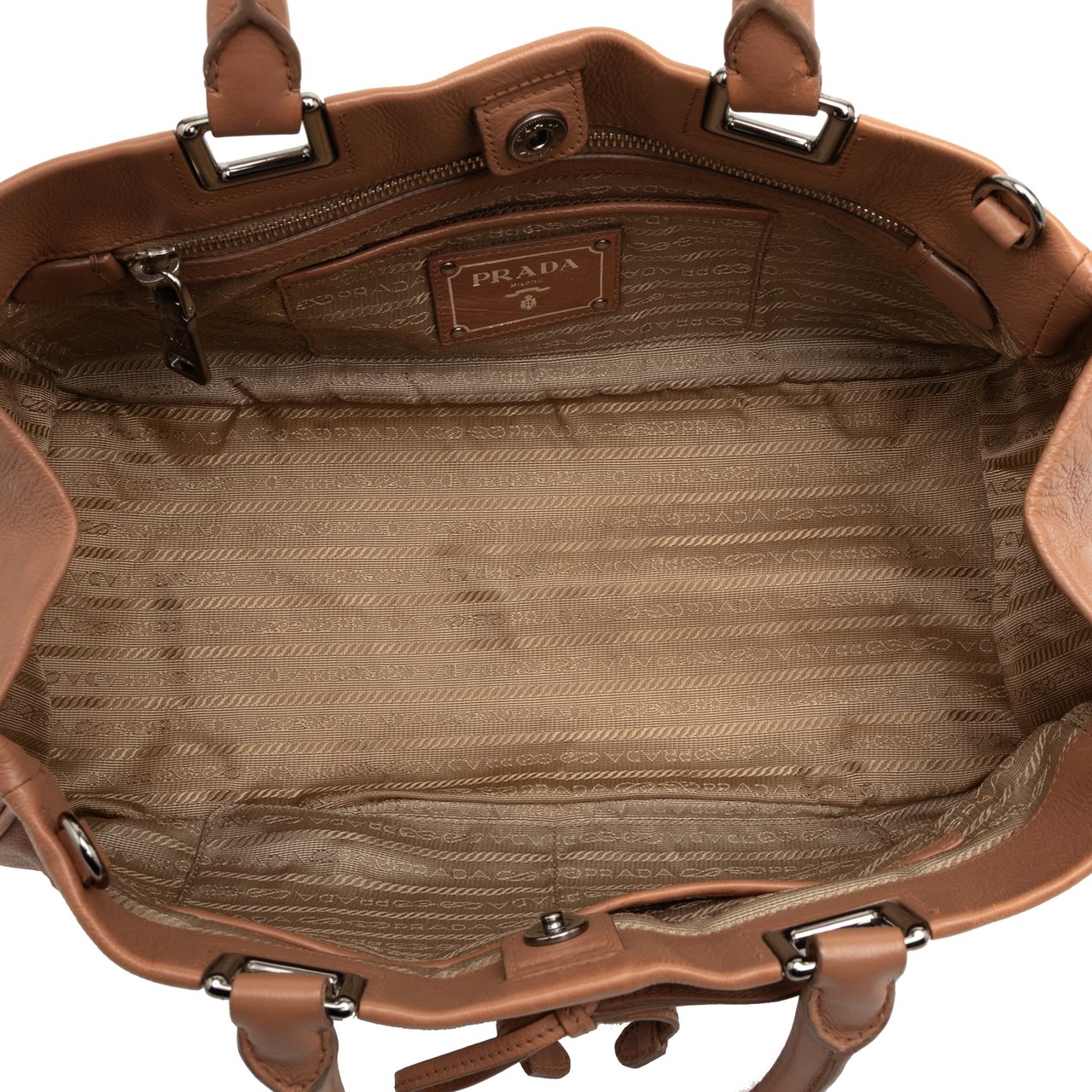 Prada Vitello Ribbon Satchel Bruin