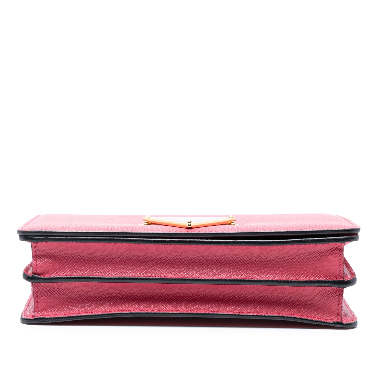 Prada Saffiano Lux Flip Lock Wallet on Chain Roze