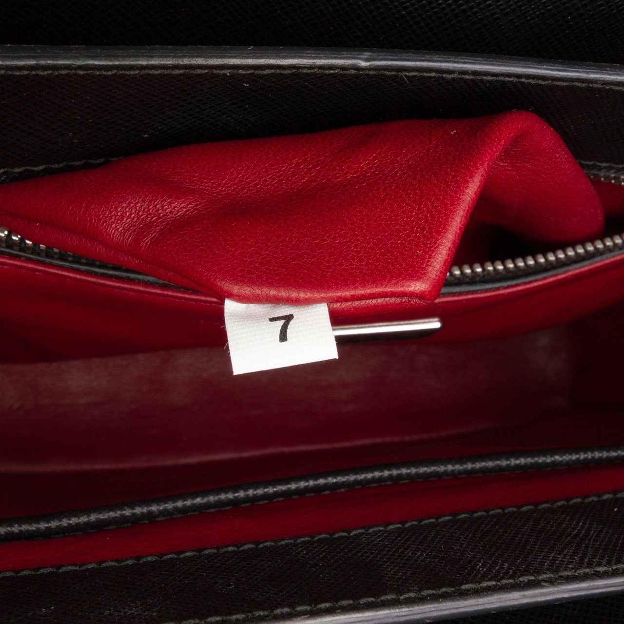 Prada Saffiano Studded Turn Lock Top Handle Bag Zwart