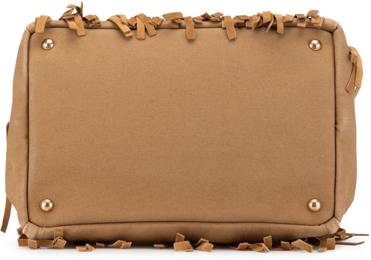Prada Canvas Canapa Fringe Satchel Bruin