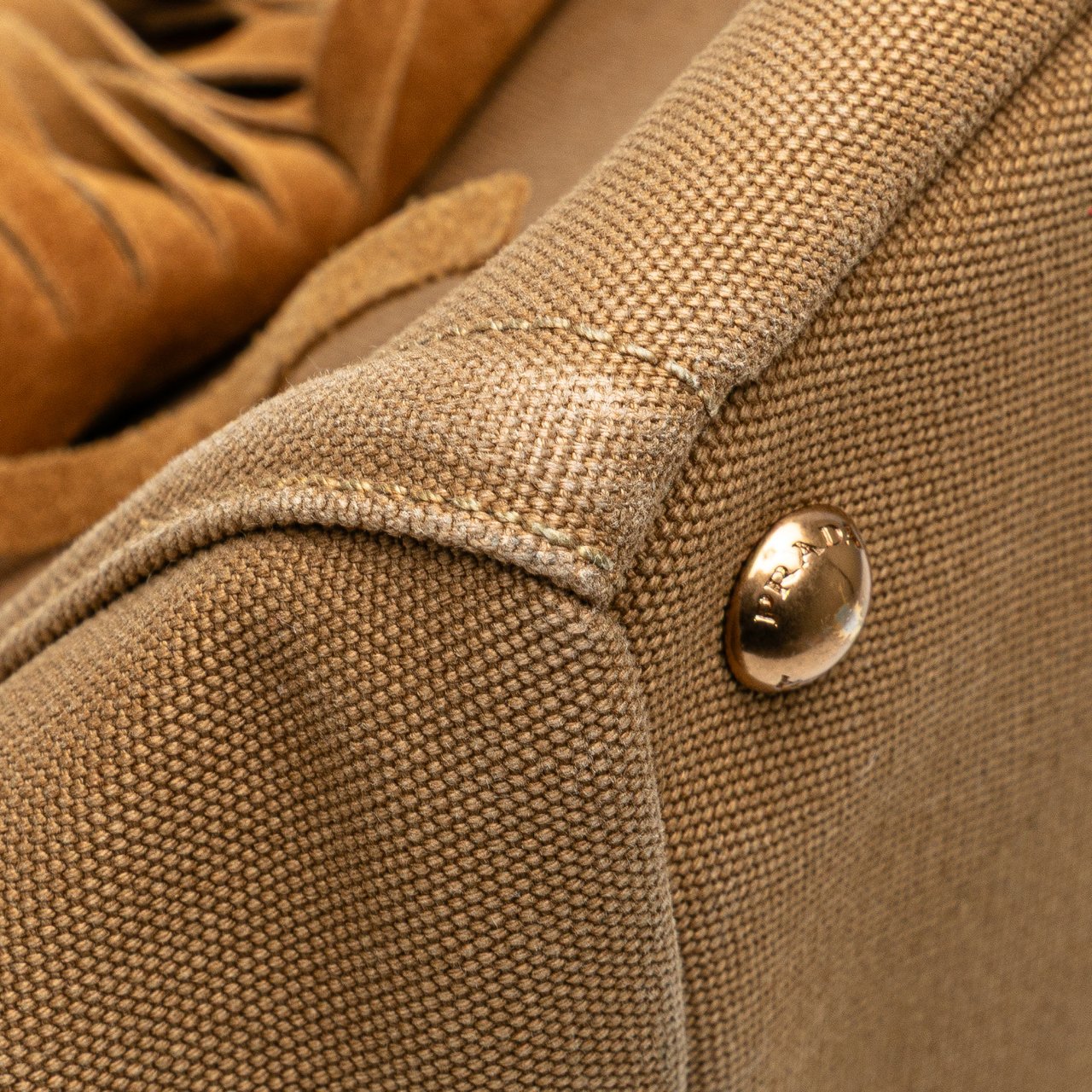 Prada Canvas Canapa Fringe Satchel Bruin