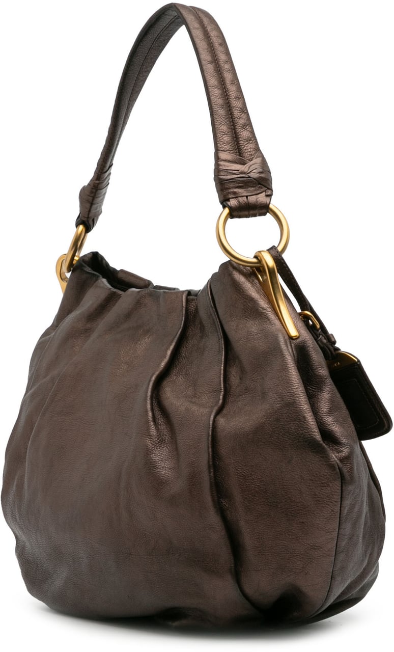 Prada Glace Mordore Hobo Bruin